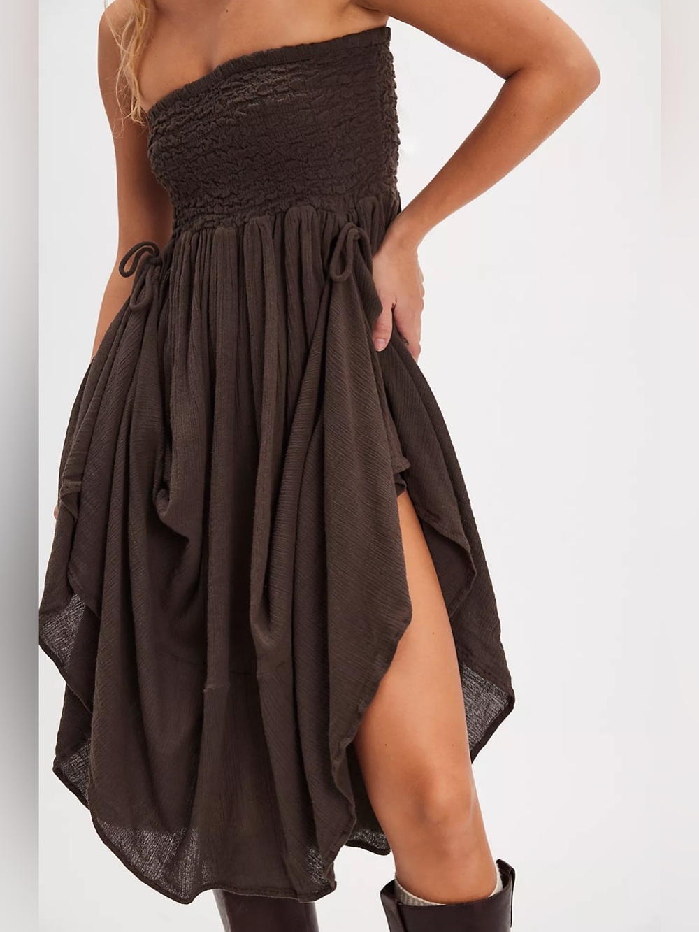 FREE PEOPLE PRAIRIE CONVERTIBLE SKIRT BROWN WOMENS MEDIUM